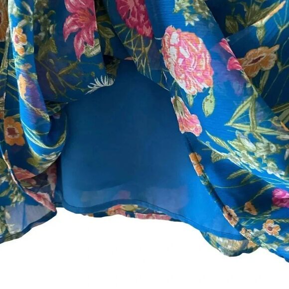 Terra & Sky Women’s Smocked Chiffon Floral Bohemian Blouse Plus Size 2X # 1861 - Picture 4 of 16